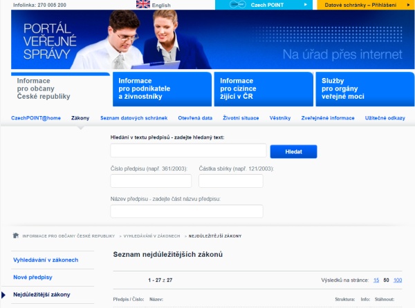 Zákony na Portálu veřejné správy