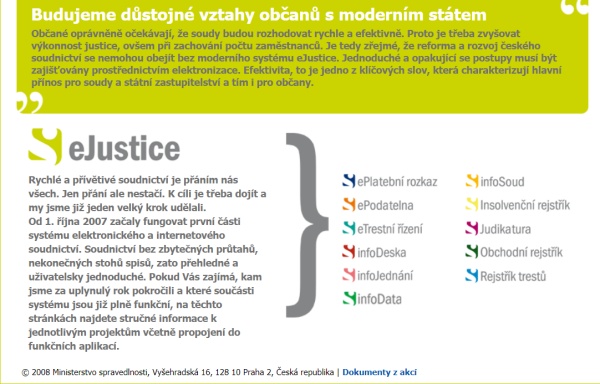 Webové stránky eJustice